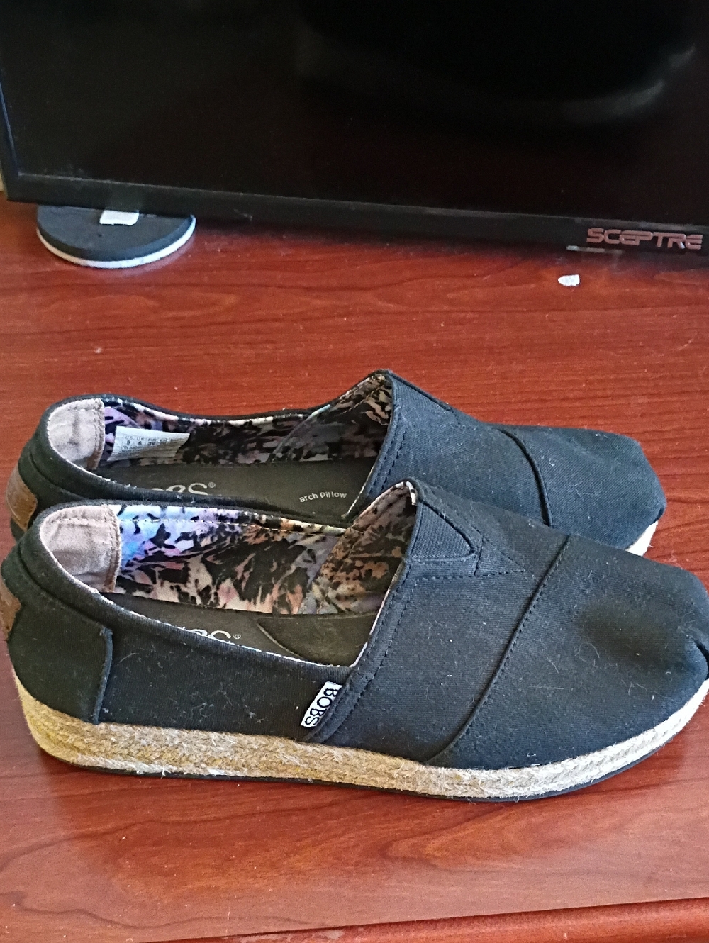Skechers Black Canvas Espadrille Slip-On Women’s Shoes